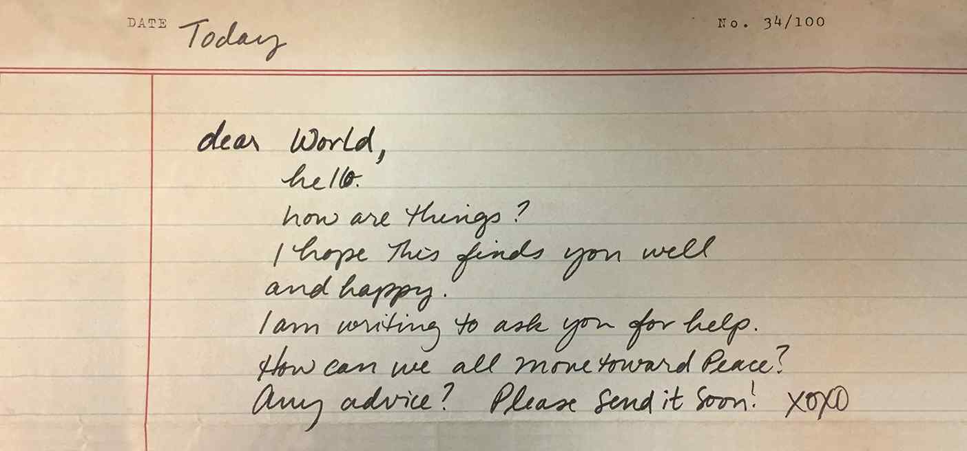 Dear World, Move Us Toward Peace Letter Writing Project Dear World, Move Us Toward Peace Letter Writing Project