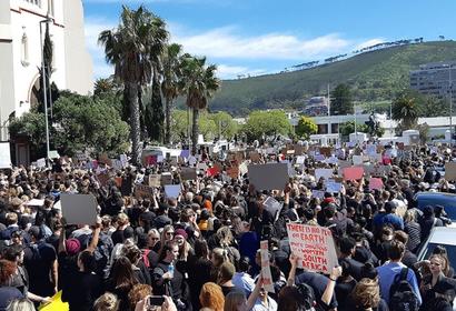Anti-femicide demonstration in Cape Town, South Africa following the death of Uyinene Mrwetyana, Sept. 2019.