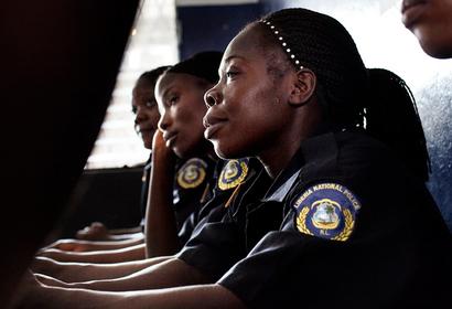 Photo Attribution: Women police officers at the Salem Police Station in Monrovia, Liberia. Photo by Marcus Bleasfadale/VII