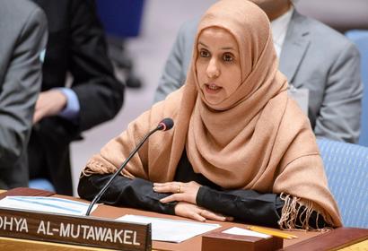 Radhya Al-Mutawakel, Chairperson of Mwatana Organization for Human Rights, addresses the Security Council meeting on the situation in Yemen, 30 May 2017. UN Photo/Manuel Elias.