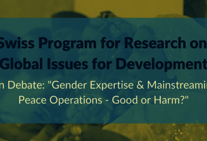 Switzerland, Gender, Peacebuilding, R4D Programme, WPS, Women Peace Security, SWISSINT, Swiss Institute for Global Affairs